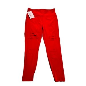 Zyia Red Slash Luxe Hi-rise Leggings size 8-10; Large